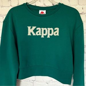 KAPPA Authentic Gobret Green Pine Long Sleeve Cropped Sweatshirt--NWT--L